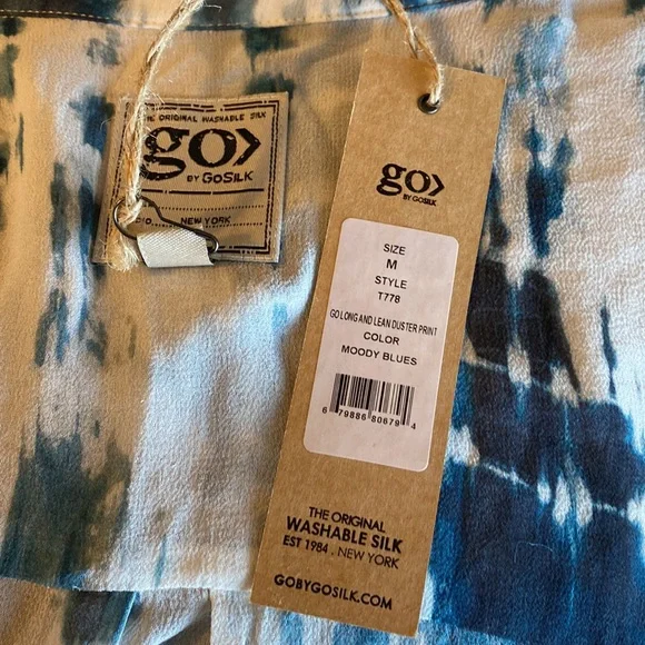 Go Silk Blue and White Tie Dye Duster or Swimsuit Cover Up - Picture 11 of 16